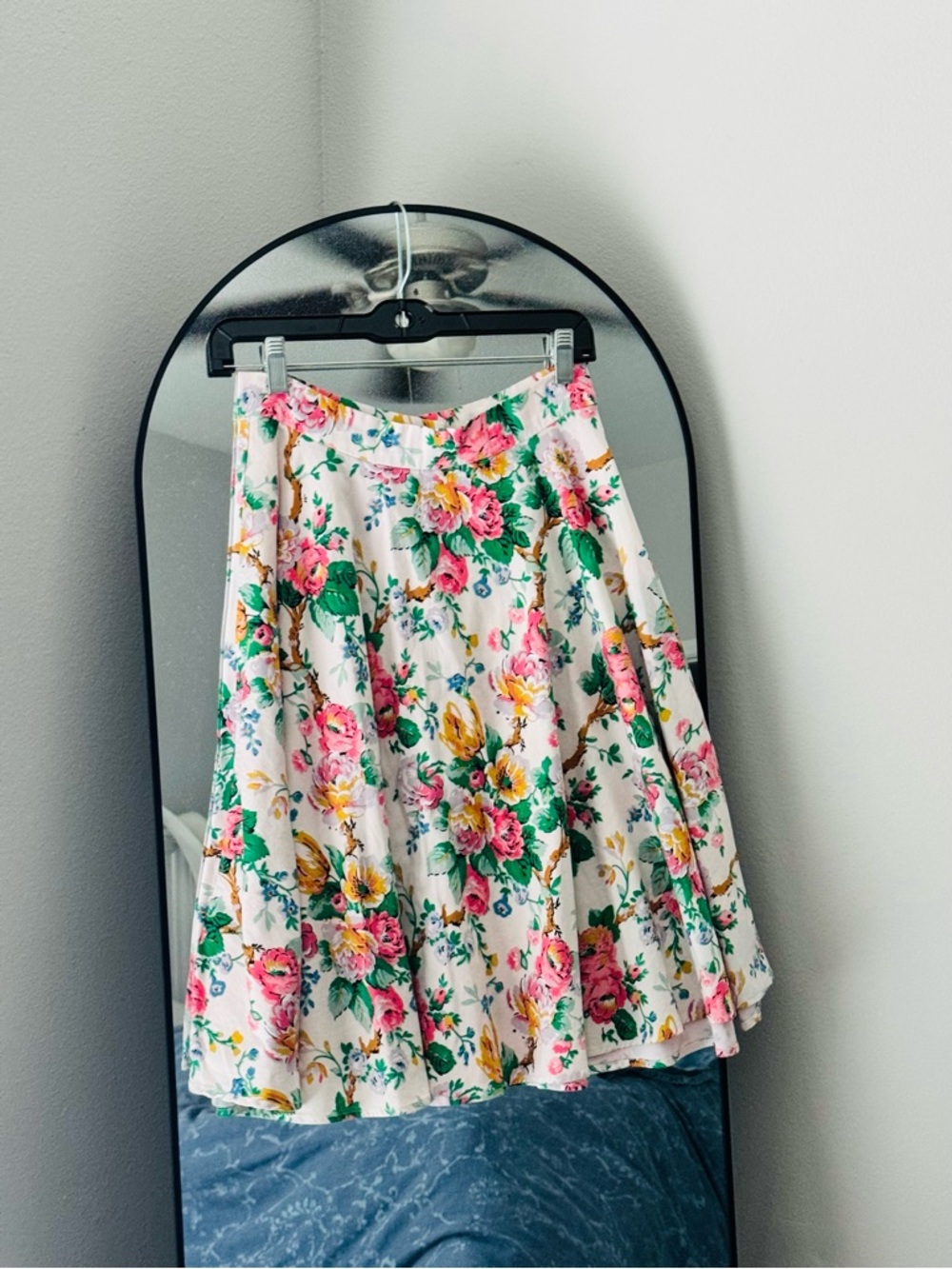 Vintage Style Cottagecore Floral Circle Skirt - Garden Party Print - Size S